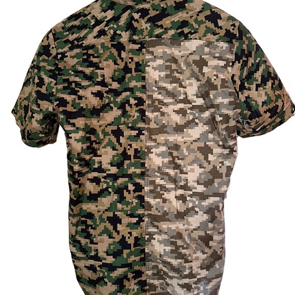 Men's digi camo camouflage button down short sleeved shirt with collar. sz M - Picture 8 of 8